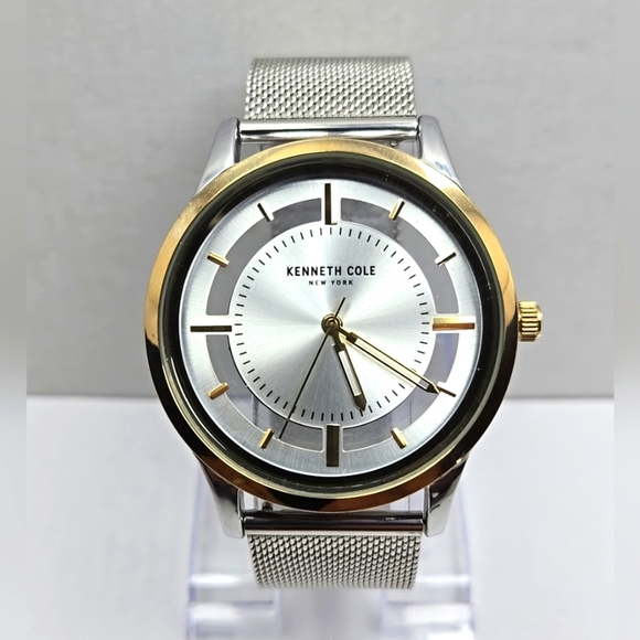 Kenneth Cole KC50883012 Mens Watch Silver Dial Mesh Band New Battery Working - Picture 1 of 9